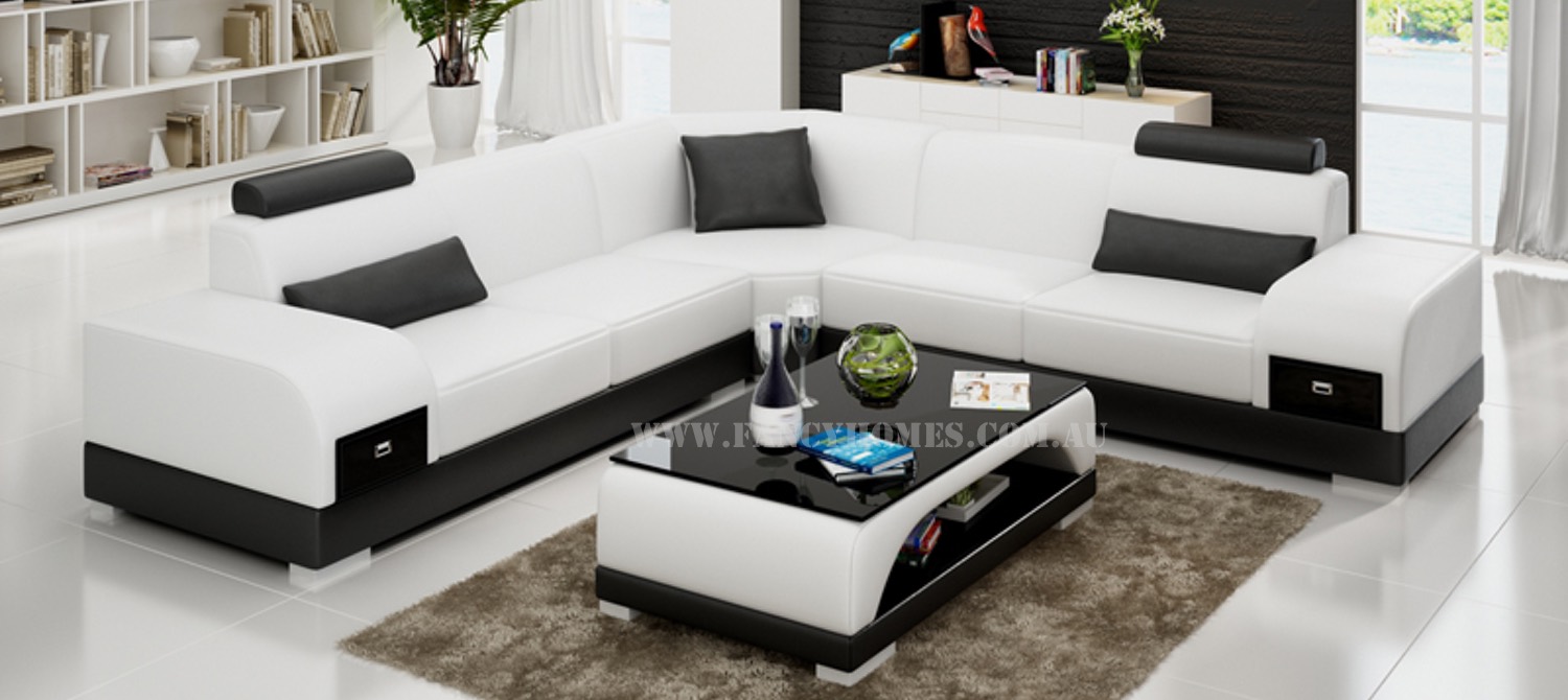 Buy Aura-C Contemporary Corner Leather Sofa | Fancy Homes