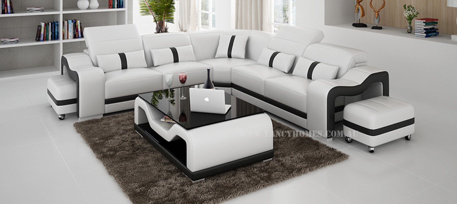 Buy Kori-B Contemporary Corner Leather Sofa | Fancy Homes