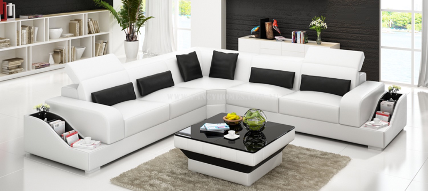 Buy Paloma-B Contemporary Corner Leather Sofa | Fancy Homes