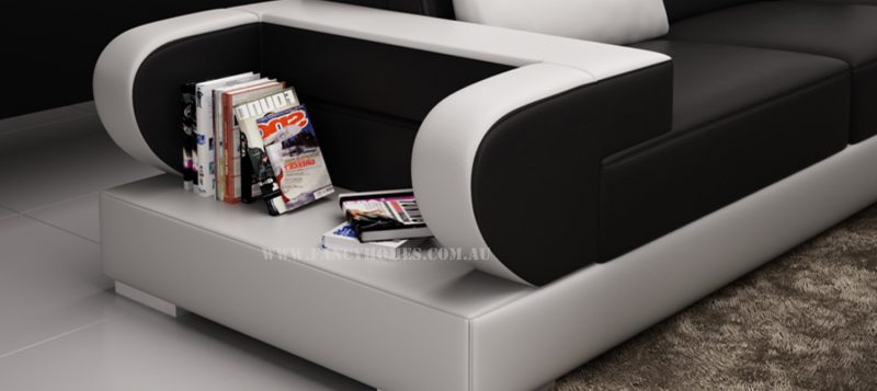 The storage armrests of Fancy Homes Teresa modular leather sofa