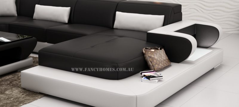 LED lighting of Fancy Homes Teresa modular leather sofa