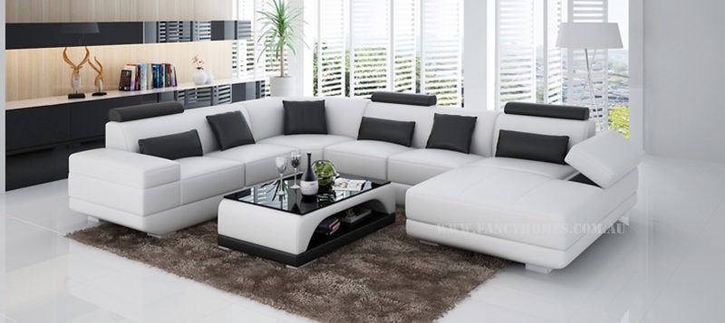 Fancy Homes Casanova modular leather sofa in white and black leather