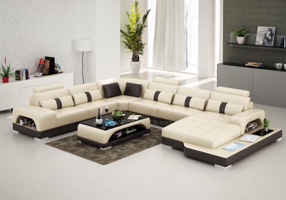 Buy Lori Contemporary Modular Leather Sofa | Fancy Homes