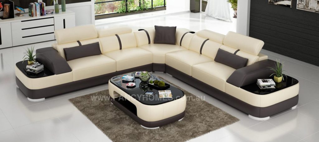 Buy Sofia-B Contemporary Corner Leather Sofa | Fancy Homes