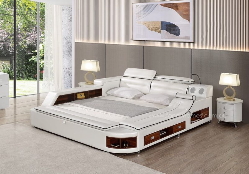 Fancy Homes Karina multifunctional Italian leather bed frame