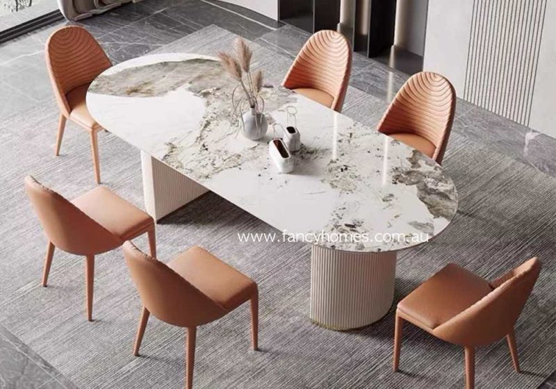Fancy Homes Charlotte Sintered Stone Dining Table Oval Shape Pandora Top