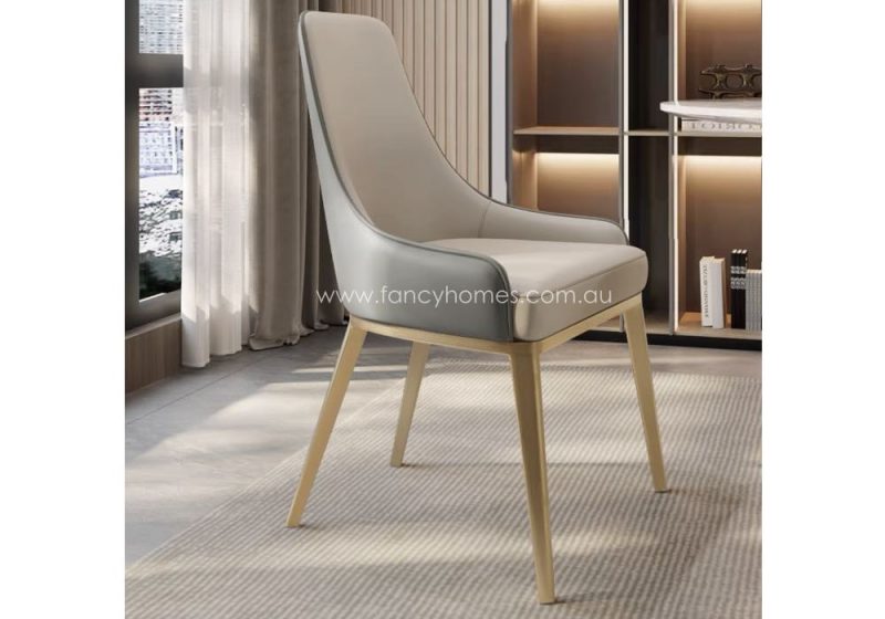 Fancy Homes Aspen Dining Chair Off White and Grey with Gold Base