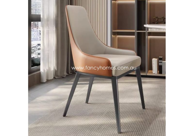 Fancy Homes Aspen Dining Chair Off White and Orange with Dark Grey Base