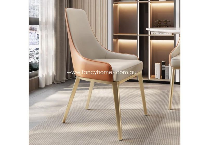 Fancy Homes Aspen Dining Chair Off White and Orange with Gold Base