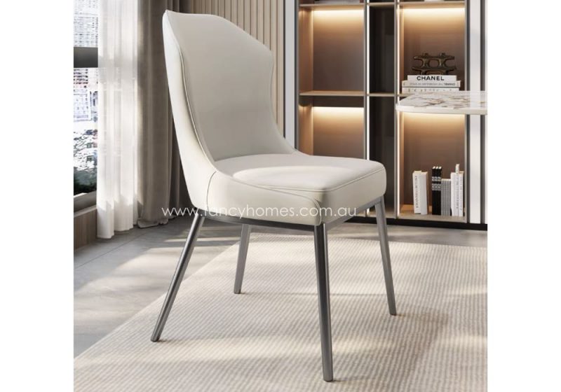 Fancy Homes Mason Dining Chair Off White with Dark Grey Base