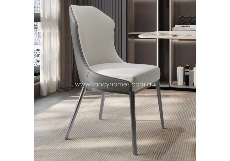 Fancy Homes Mason Dining Chair off White and Grey with Dark Grey Base