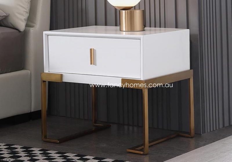 Fancy Homes B-625 Contemporary Bedside Table Gold Base