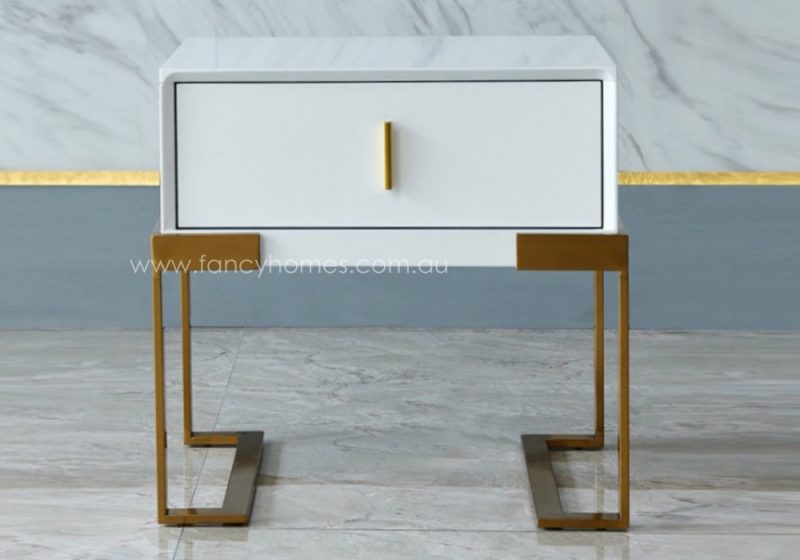 Fancy Homes B-625 Contemporary Bedside Table Gold Base Front