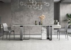 Fancy Homes Ivy Sintered Stone Dining Table Dark Grey Base