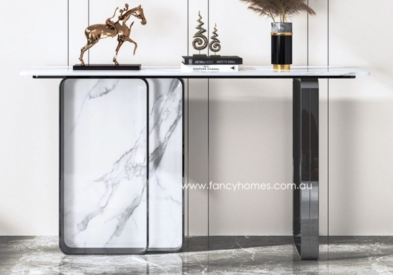 Fancy Homes Ivy Sintered Stone Console Table Dark Grey Base Customisable in Size, Shape and Sintered Stone Colour Hall Way Table