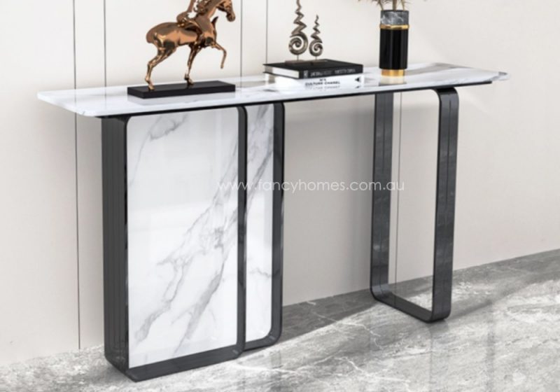 Fancy Homes Ivy Sintered Stone Console Table Hallway Table Dark Grey Base Customisable in Size, Shape and Sintered Stone Colour