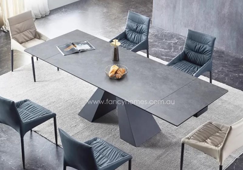 Fancy Homes Extension Sintered Stone Dining Table Grey Top Fully Extended