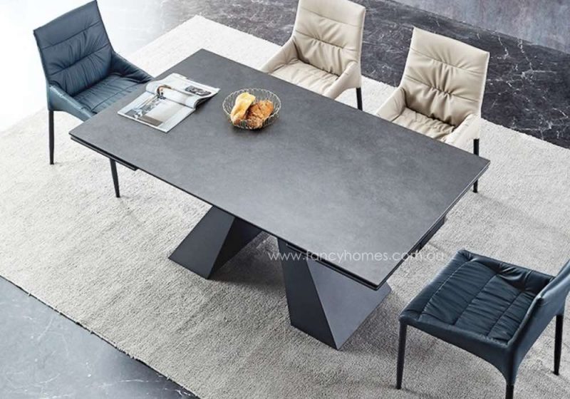 Fancy Homes Katiya Extension Sintered Stone Dining Table Grey Top