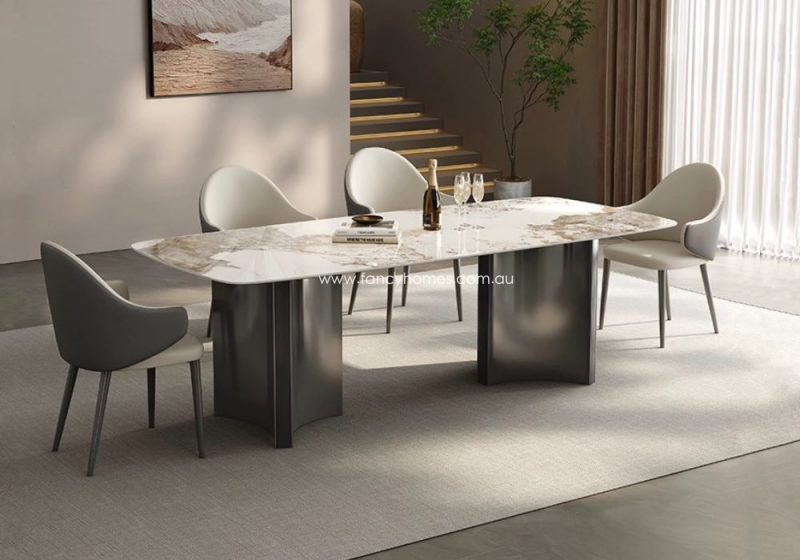Fancy Homes Ophelia Sintered Stone Dining Table with Pandora Colour Sintered Stone Top
