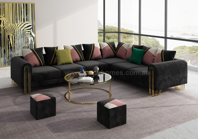 Fancy Homes Contemporary Corner Fabric Sofa Black