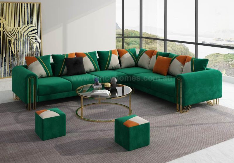 Fancy Homes Adeline Contemporary Fabric Sofa Green