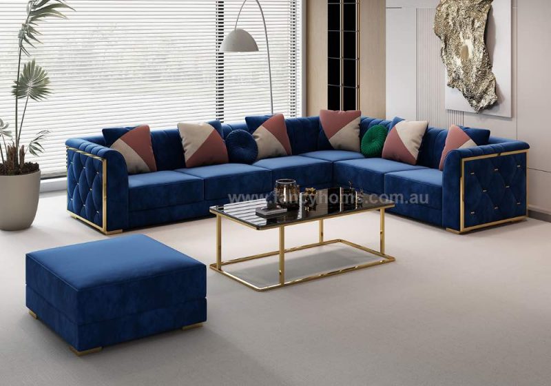 Fancy Homes Camilla Corner Fabric Sofa Royal Blue