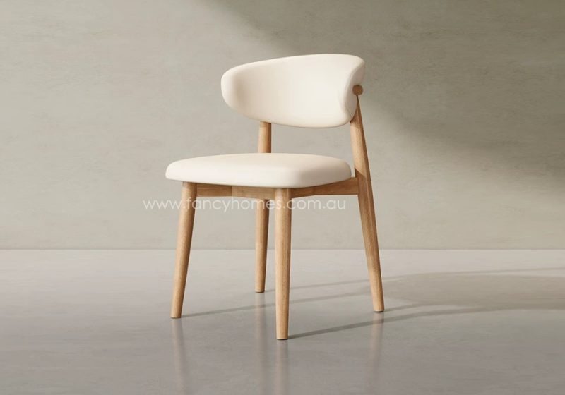 Fancy Homes Luna White Armless Wood Dining Chair in Natural Wood Colour Finish