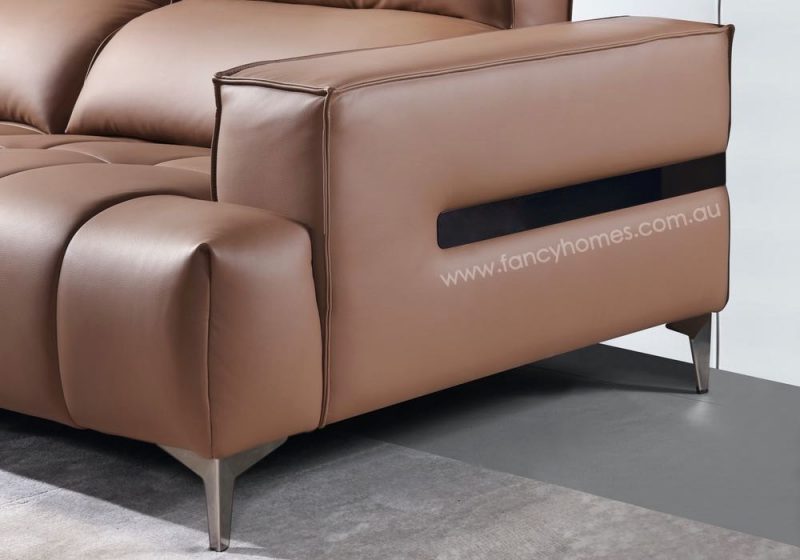 Lando Contemporary Adjustable-Back Leather Sofa Armrest