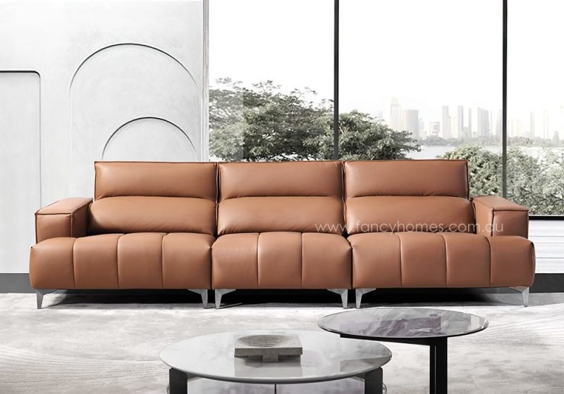 Lando Contemporary Adjustable Back Leather Sofa Front