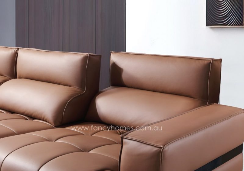 Lando Contemporary Adjustable Back Leather Sofa Side