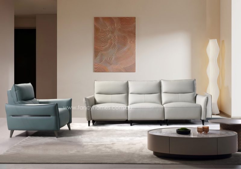 Fancy Homes Toorak Contemporary Recliner Leather Sofa Front