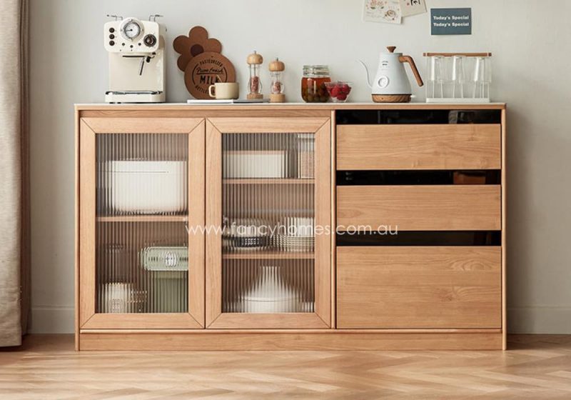 Fancy Homes Daisy Sintered Stone Top Storage Buffet Table Cabinet with Drawer Unit Front With Storage Compartment