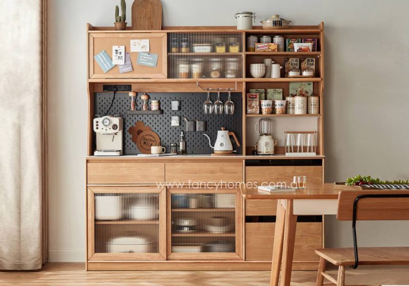 Fancy Homes Harper-D Sintered Stone Top Storage Buffet Table Cabinet with Storage Shelf and Drawers