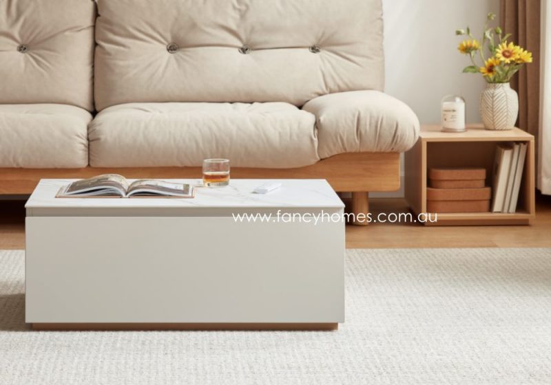 Fancy Homes Harriet Sintered Stone Top Coffee Table Featuring a Removable Side Table